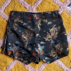 Black Skort with Chinese dragons feathers and bird accents